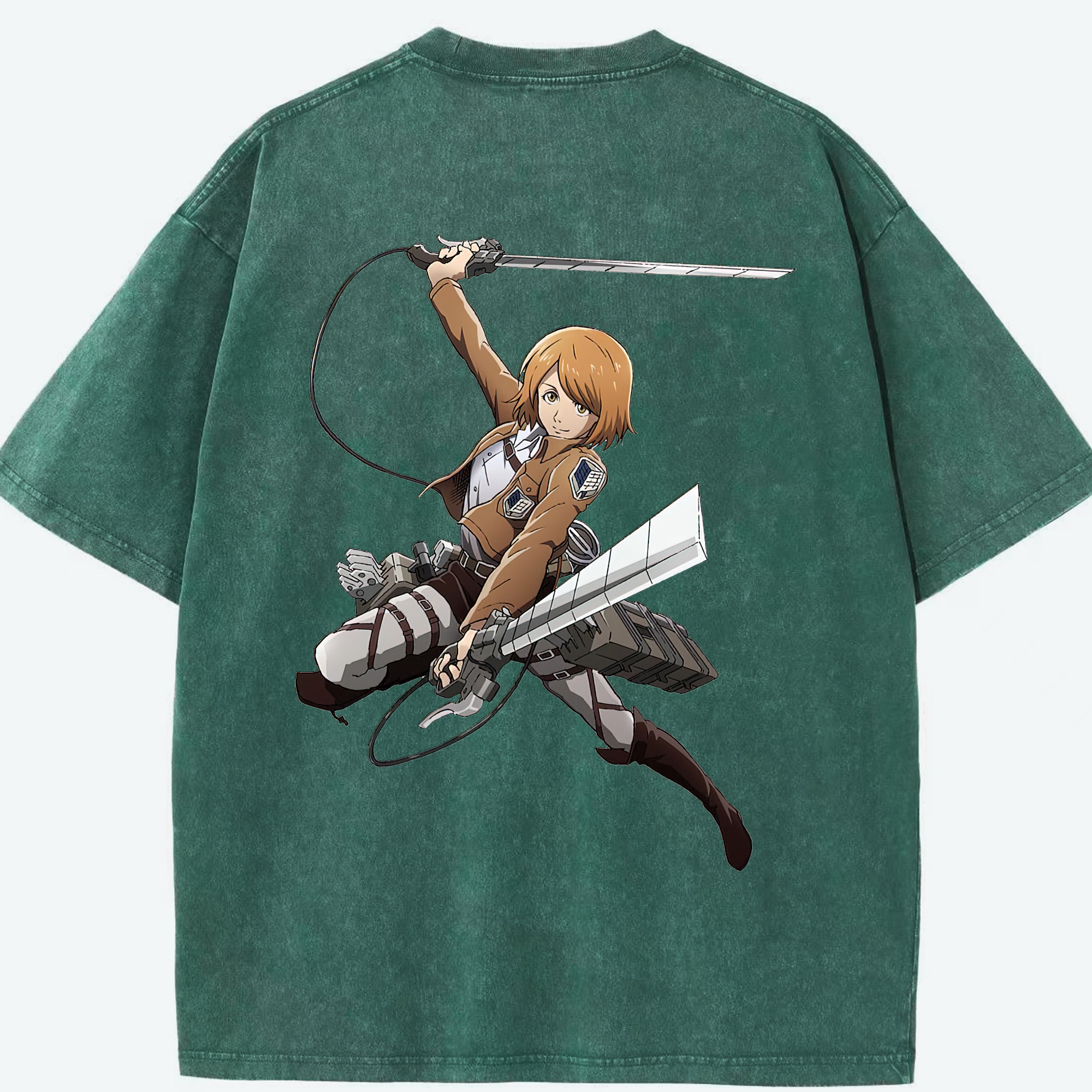 （画像用） 進撃の巨人 ペトラ·ラル Attack on Titan Petra Rall 綿100% ヴィンテージ風 半袖Tシャツ（背面プリント）